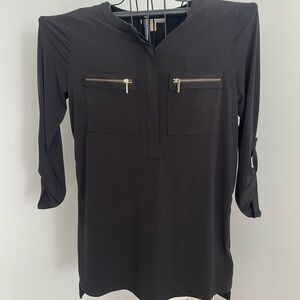 Michael Kors Black Blouse with Zipper Accents